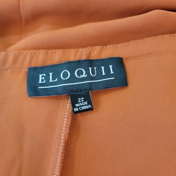 NEW ELOQUII Women Plus Size Brown One Shoulder Ruffle Top Sz 22 Academia Peasant - Picture 8 of 12